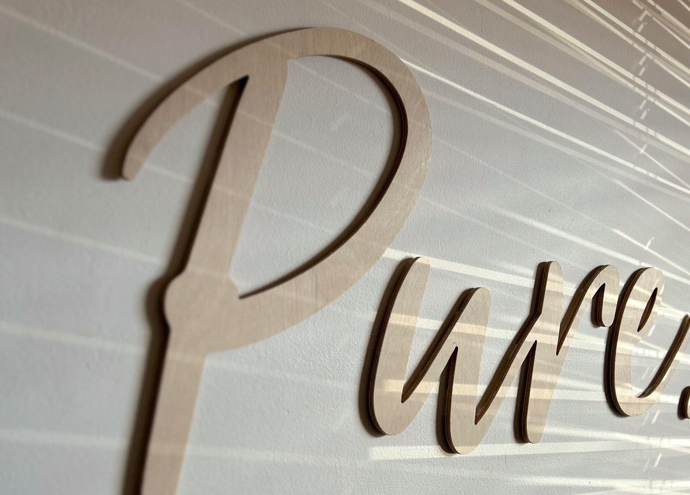 Elegant 'Pure' sign at Pure Nail Care & Waxing, Cape Town, Western Cape, ZA.