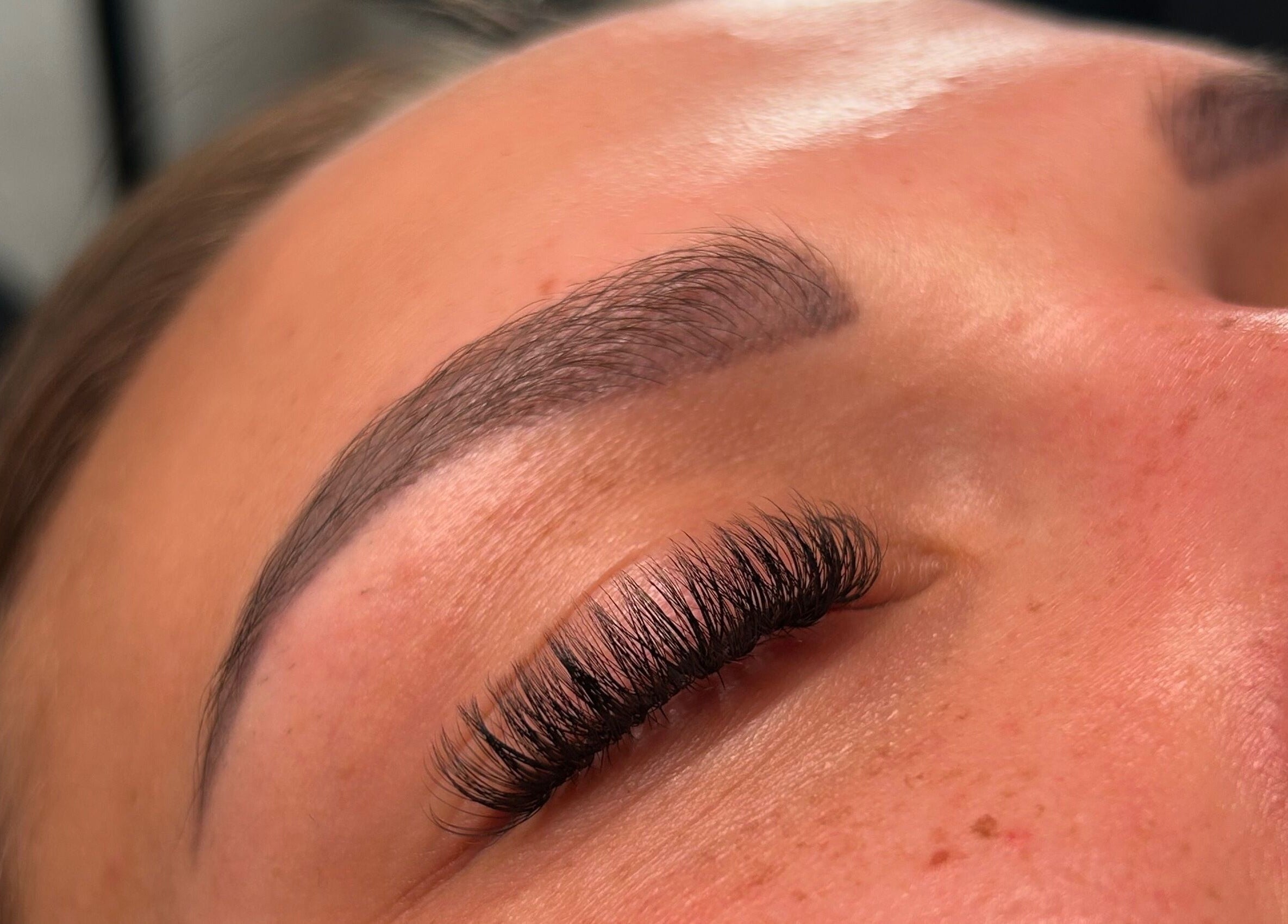 Close-up of perfectly styled lashes and brows at SLIQ Studio, Pretoria, Gauteng, ZA.