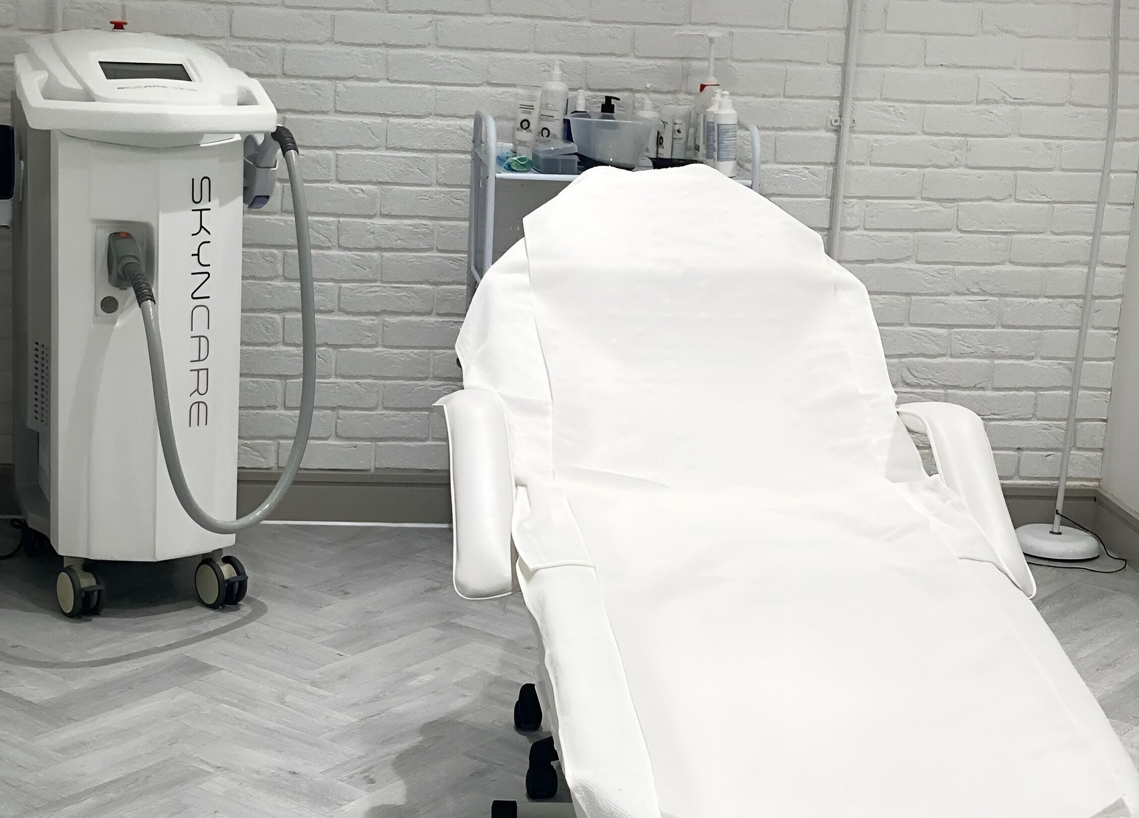 Modern skincare treatment room at Samantha Maunder Skin & Laser, Penarth, Wales, GB.
