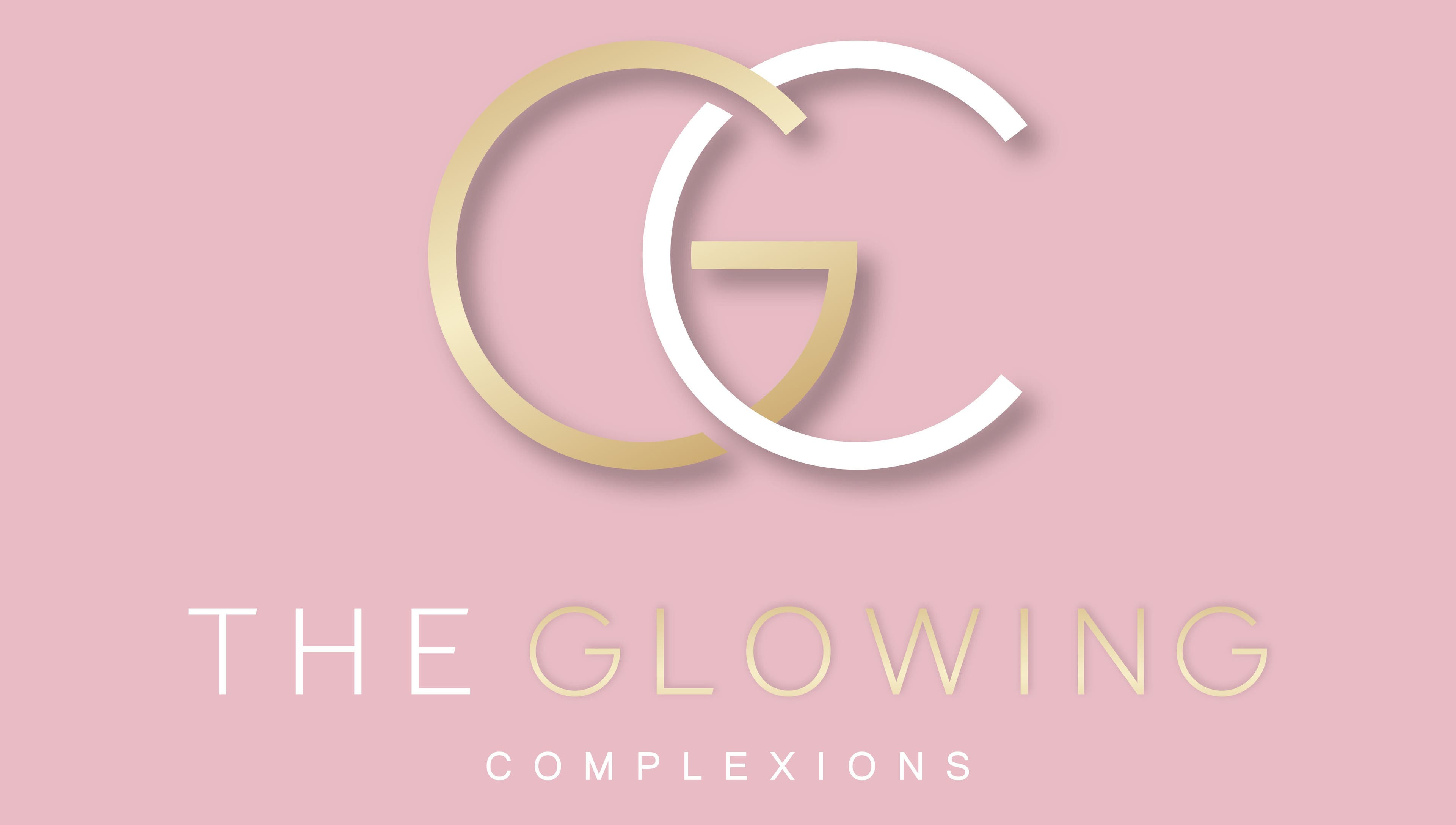 Elegant logo for The Glowing Complexions in Wanniassa, Australian Capital Territory, AU on a soft pink background.