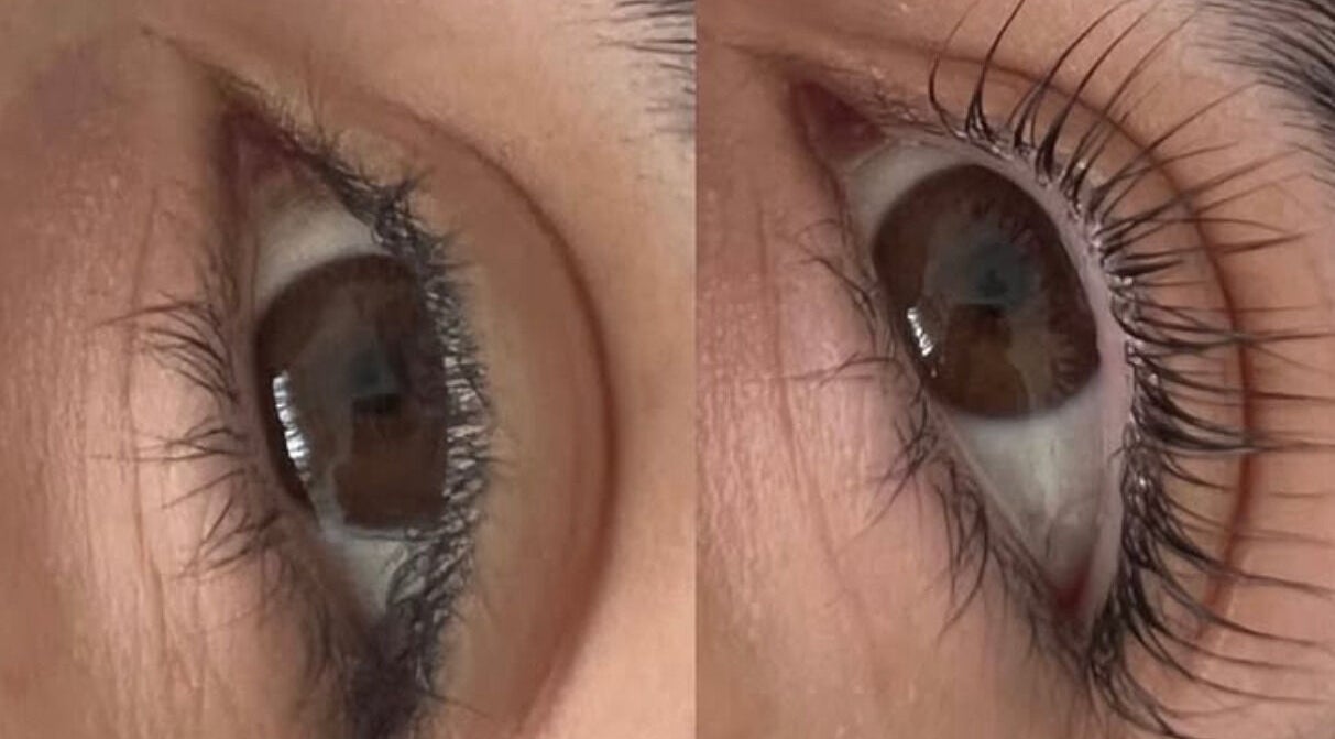 Close-up of eyelash enhancement at The Glowing Complexions, Wanniassa, Australian Capital Territory, AU.