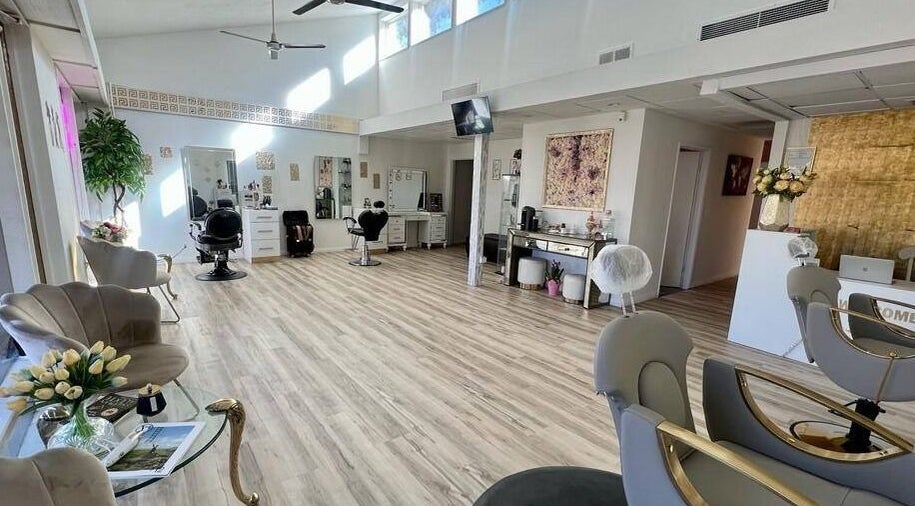 Chic interior of Gazal Beauty in La Jolla, San Diego, California, US showcasing modern salon setup.