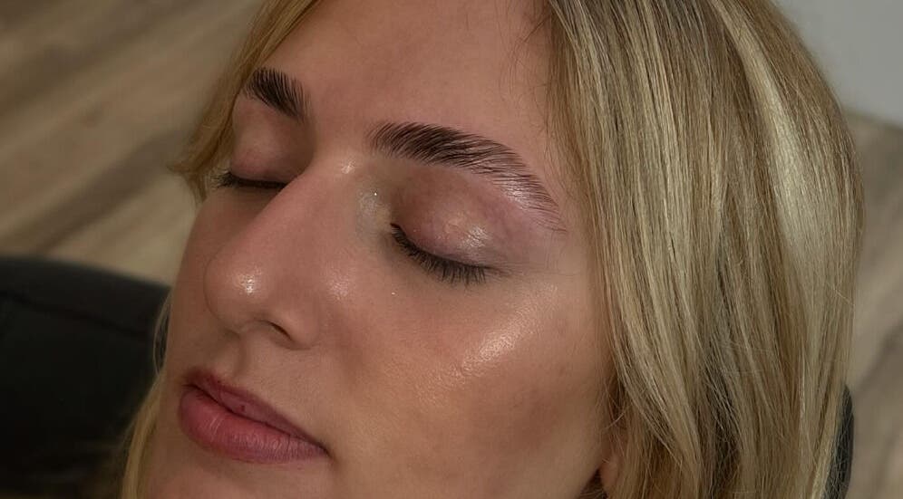 Close-up of a woman's radiant skin after treatment at Gazal Beauty in Hillcrest, San Diego, California, US.