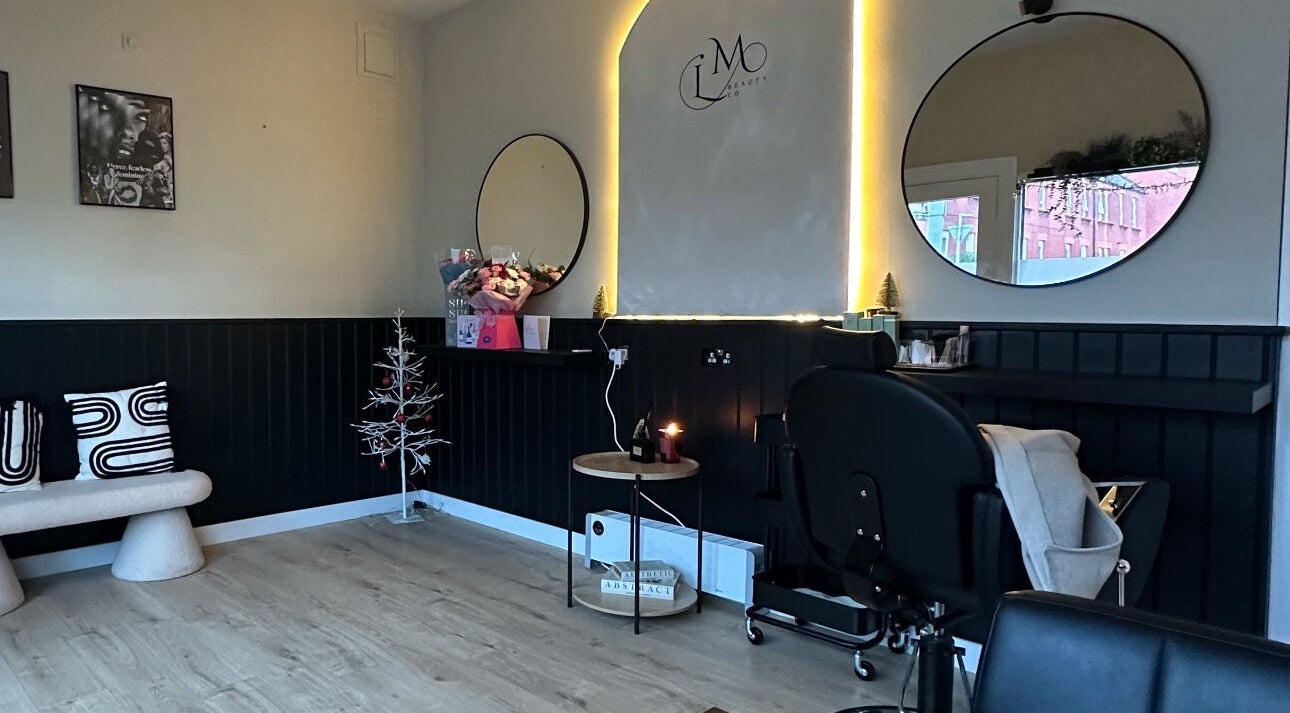 Chic interior of LM Beauty Co & Lashes in Edinburgh, Scotland, GB featuring modern decor and seating.
