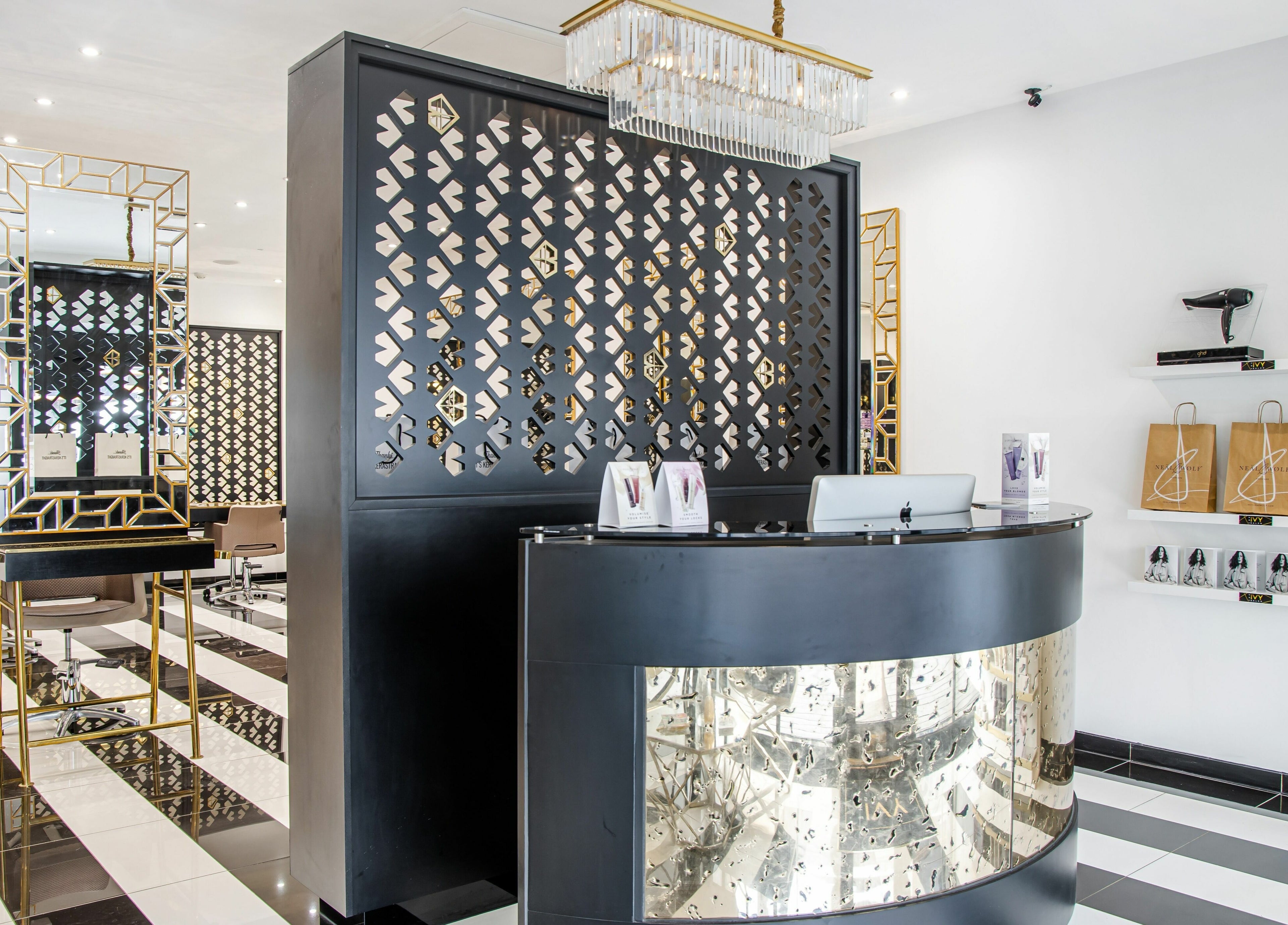 Luxurious interior of The Ivy Salon, Torquay, England, GB with elegant decor and stylish seating.