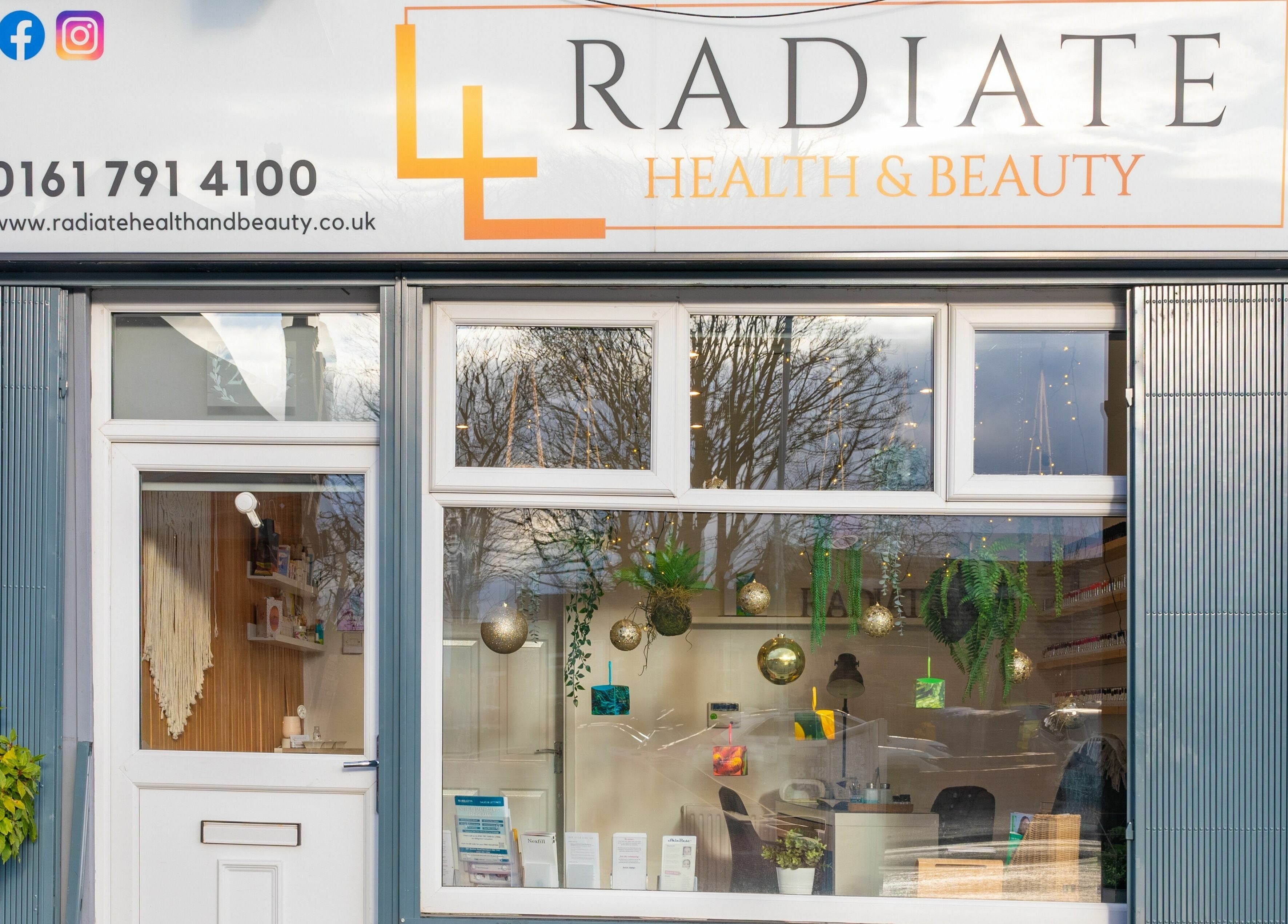 Exterior of Radiate Health and Beauty in Stockport, England, GB, showcasing the inviting front entrance.