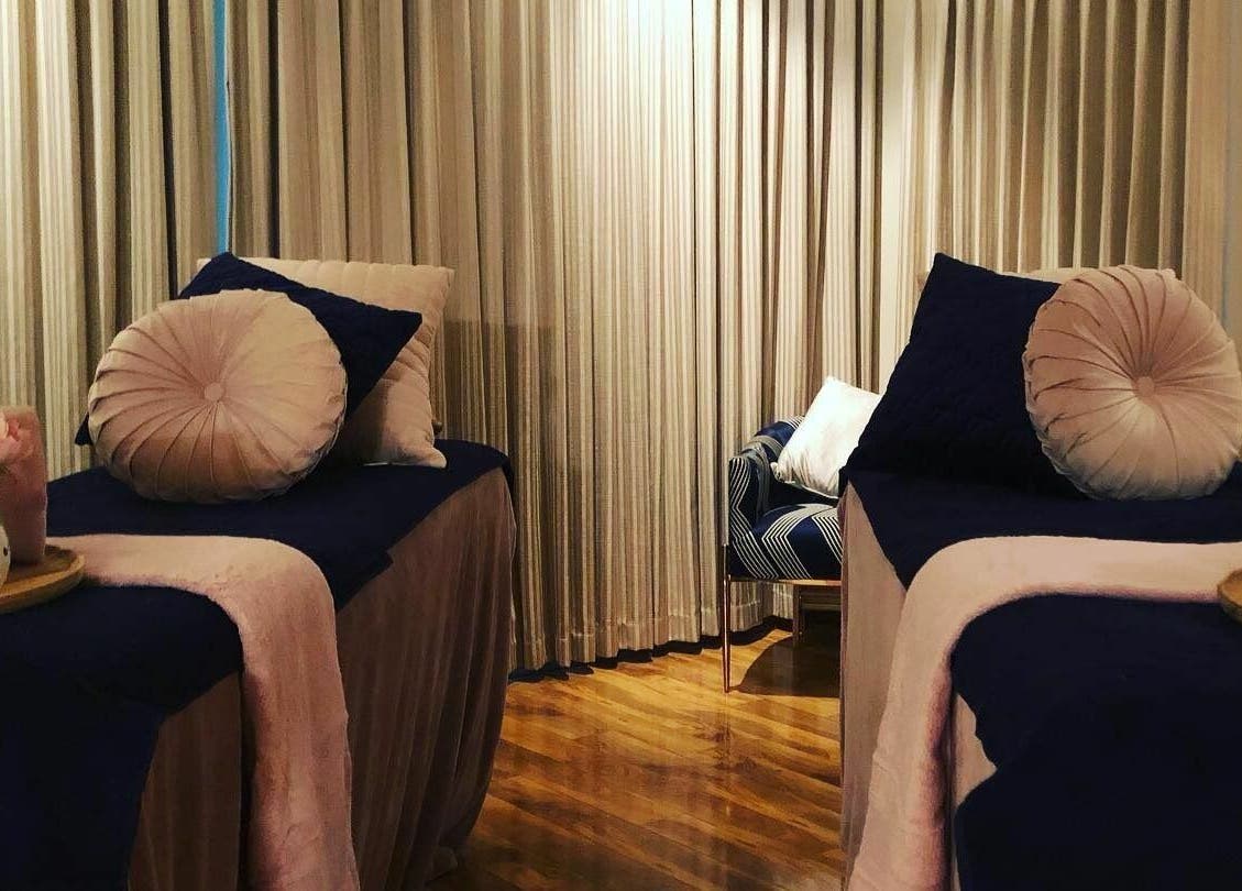 Relaxing treatment room at Brookleigh Beauty and Spa, Upper Swan, Western Australia, AU with two cozy beds.