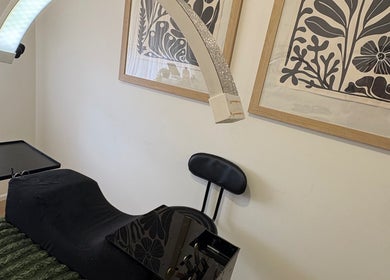 Cozy treatment bed and decor at Senorita Lashes and Brows in Reedy Creek, Queensland, AU.