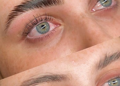 Before and after lash enhancement at Senorita Lashes and Brows, Reedy Creek, Queensland, AU.