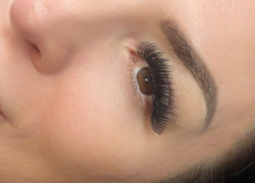 Close-up of eyelash extensions at Senorita Lashes and Brows, Reedy Creek, Queensland, AU.