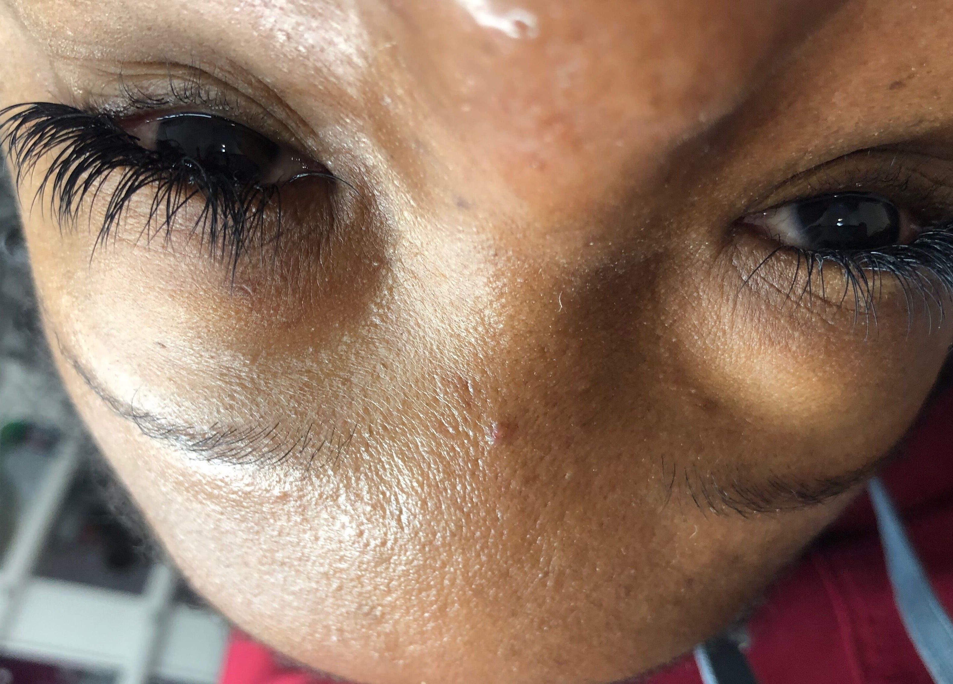 Close-up of elegant eyelash extensions at Feminine Chemistry, Portmore, St. Catherine Parish, JM.