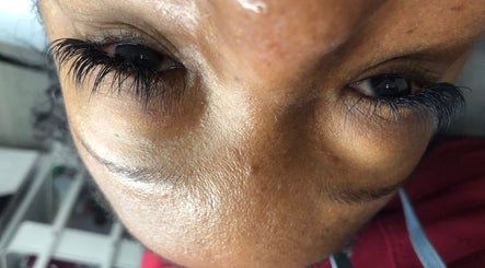 Close-up of elegant eyelash extensions at Feminine Chemistry, Portmore, St. Catherine Parish, JM.