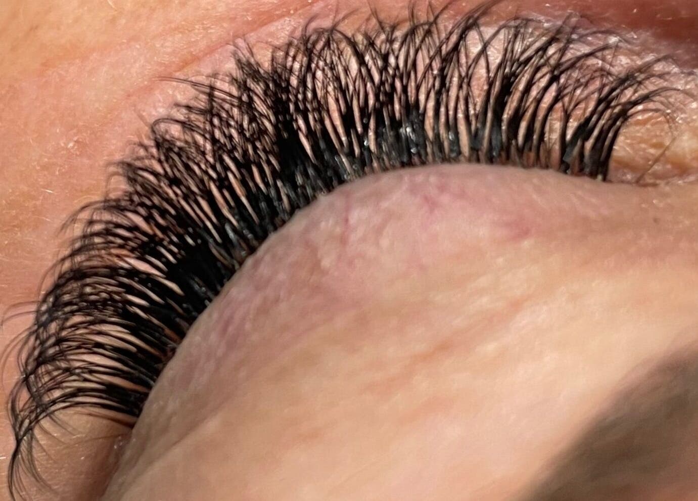 Closeup of eyelash extensions at Beauty Lounge by Salena, Fort McMurray, Alberta, CA.