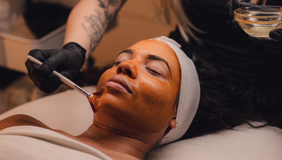 Facial treatment at Skinmethods, West Warwick, Rhode Island, US, highlighting glowing skin care services.