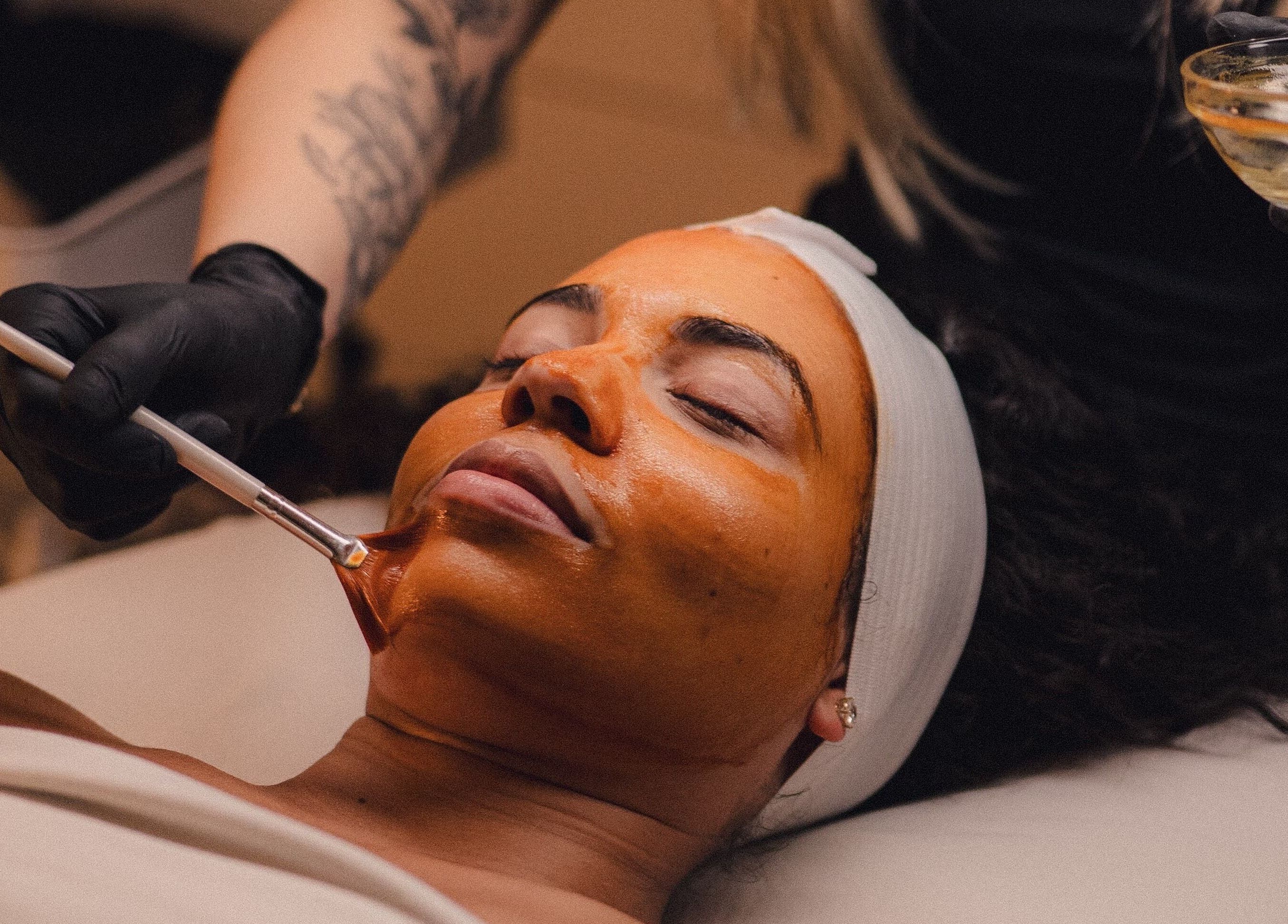Facial treatment at Skinmethods, West Warwick, Rhode Island, US, highlighting glowing skin care services.