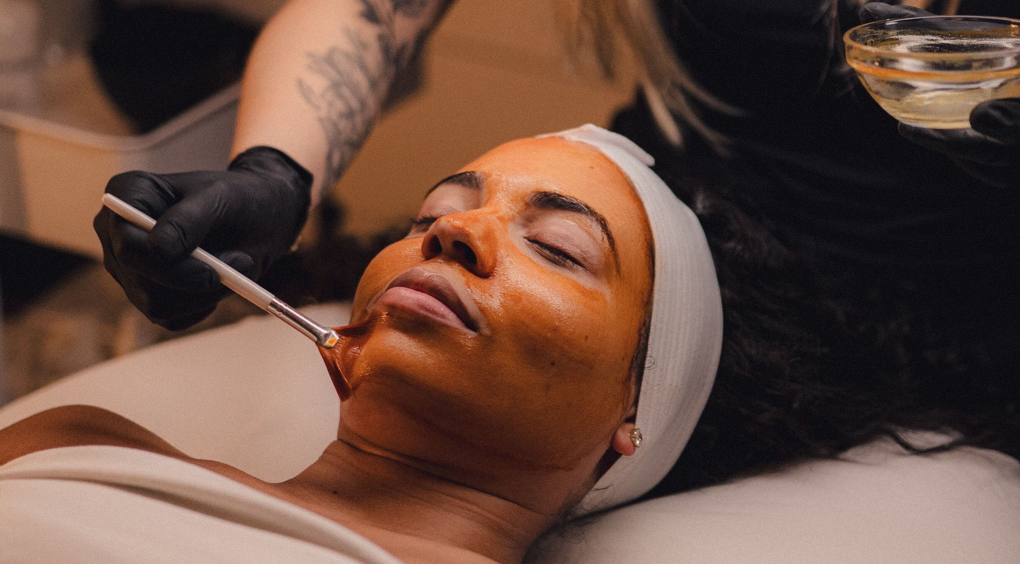 Facial treatment at Skinmethods, West Warwick, Rhode Island, US, highlighting glowing skin care services.