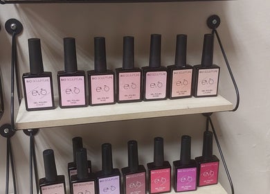Nail polish display at Nails by Anja, Windhoek, Khomas Region, NA showcasing a variety of vibrant gel polish colors.