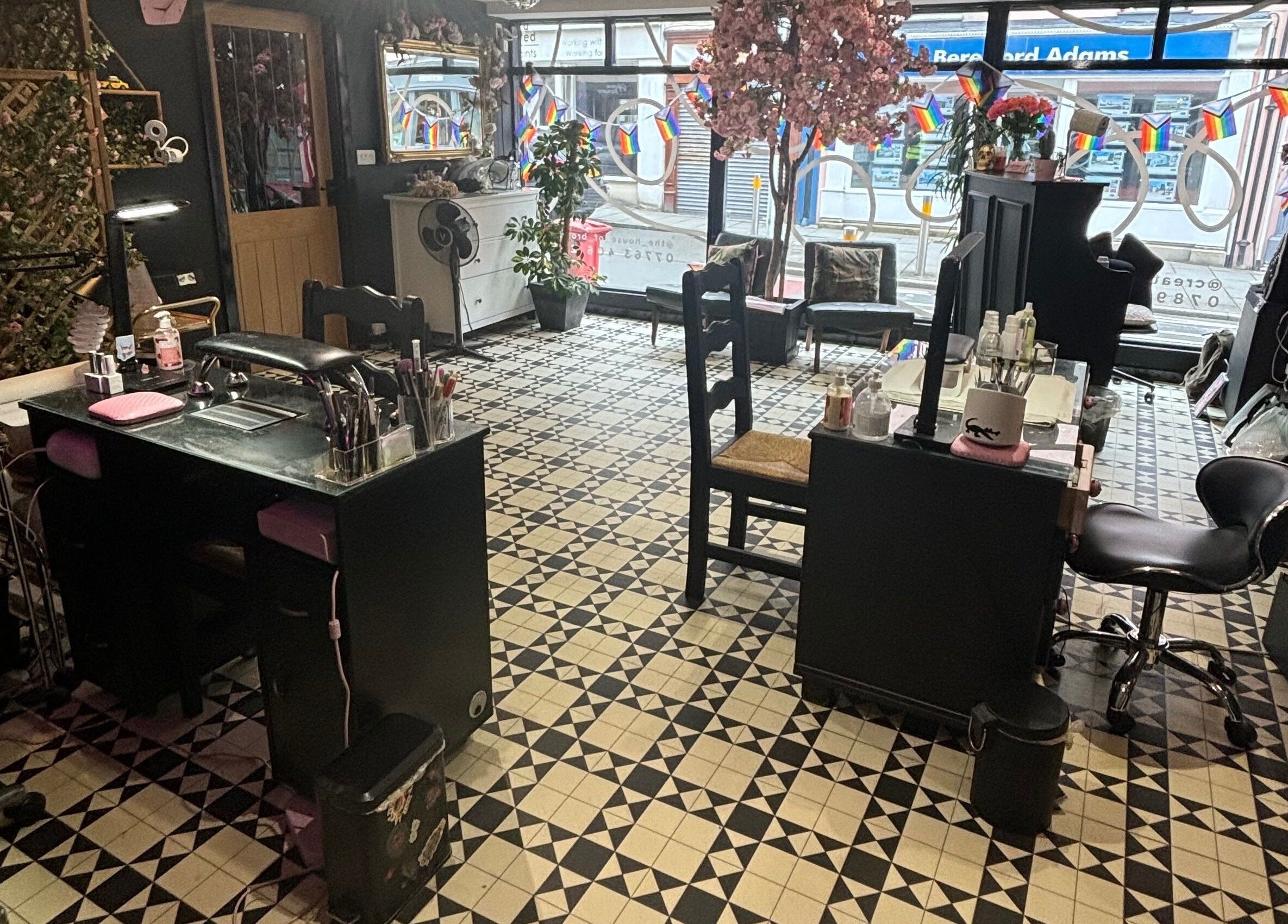 Elegant interior of Creative Claws Salon and Training Academy in Holyhead, Wales, GB with stylish decor.