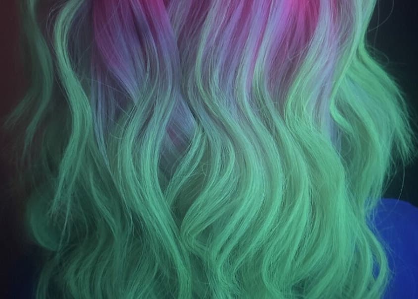 Vibrant multicolor waves glowing under light at KTF Self Care Studio, Cardiff, Wales, GB.