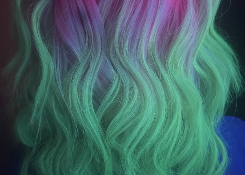Vibrant multicolor waves glowing under light at KTF Self Care Studio, Cardiff, Wales, GB.