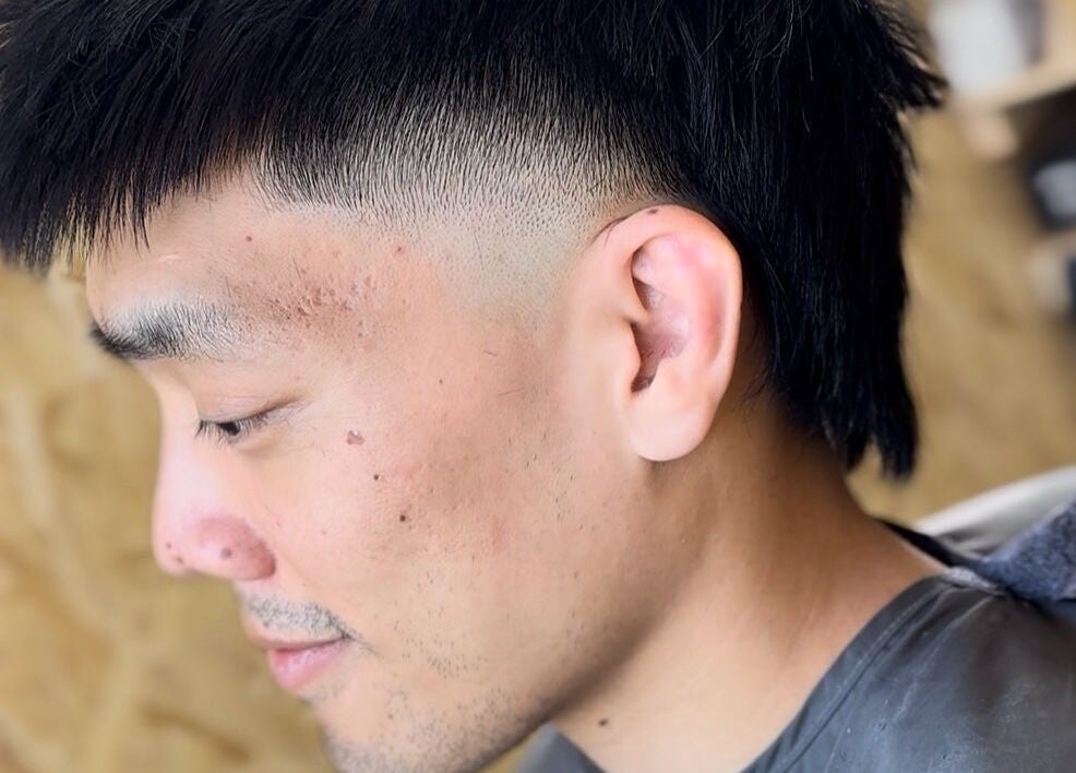 Close-up of a fresh fade haircut at KTF Self Care Studio, Cardiff, Wales, GB.