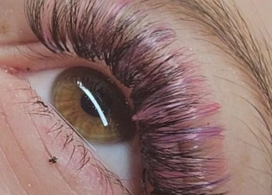 Close-up of expertly styled lashes at Lashed with Cee, Torquay, England, GB.
