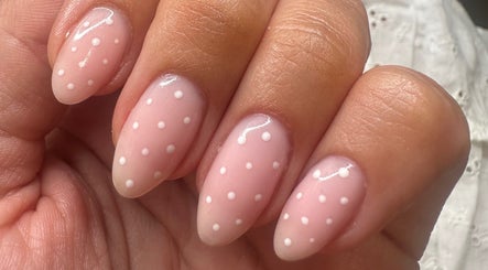 Polka dot nail art design at St Neots Nail Fairy, St Neots, England, GB.