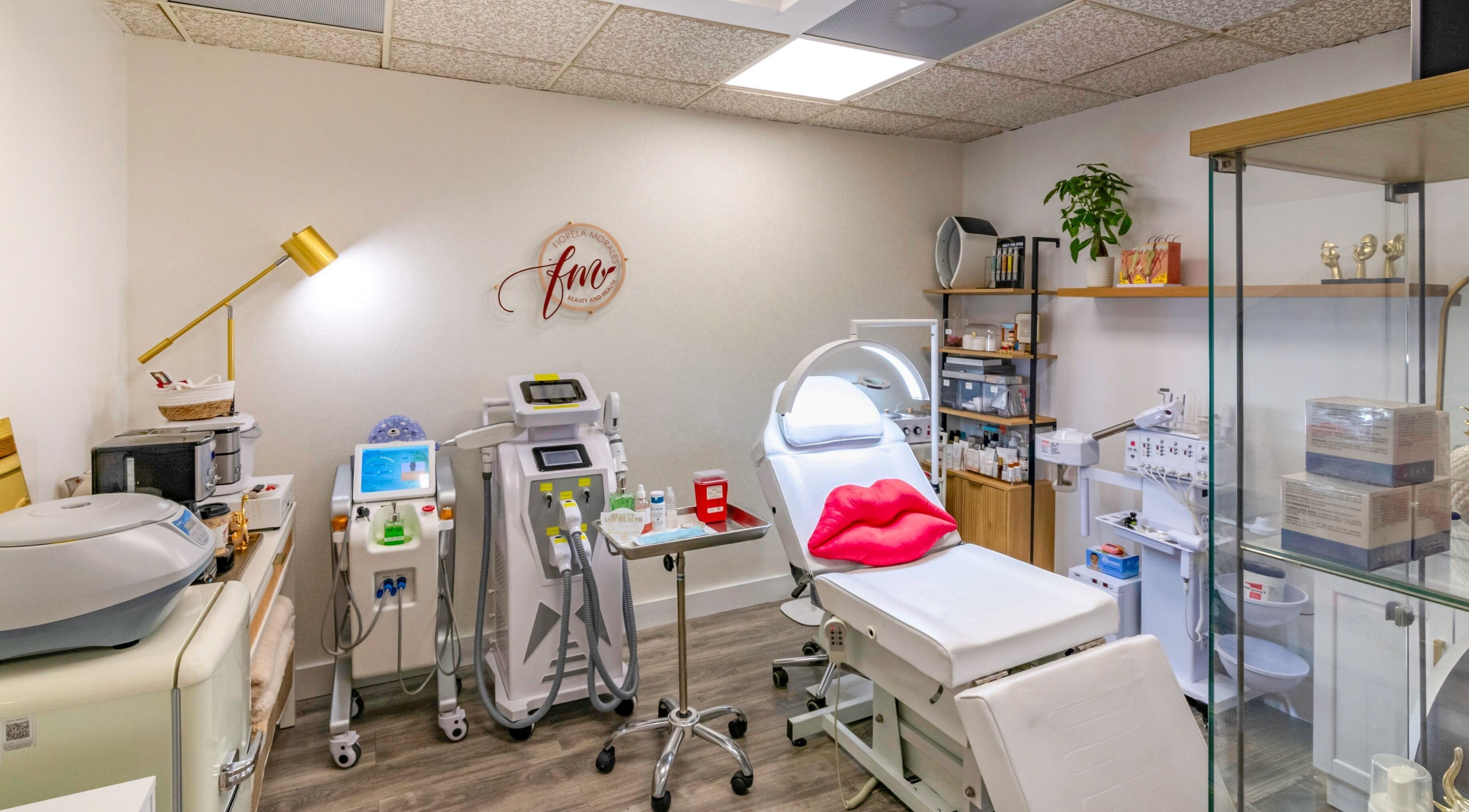 Beauty treatment room at Fiorelamorales Studio in Miami, Florida, US, showcasing modern wellness equipment.