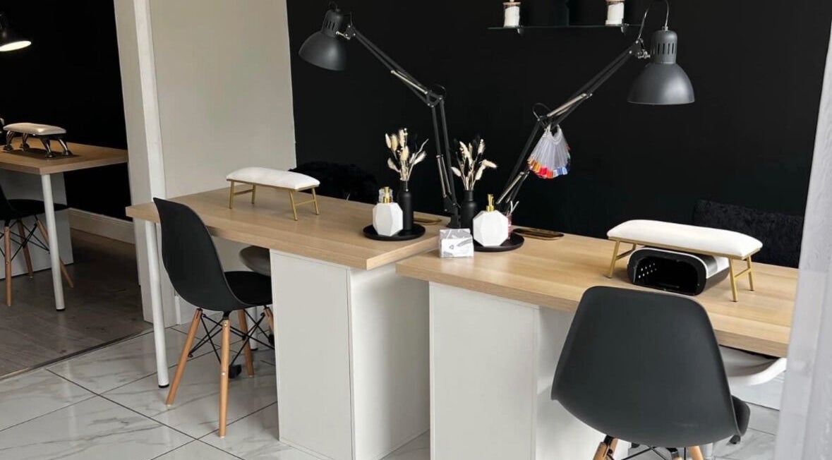 Modern nail stations at Nails and Beauty by Sarah, Huddersfield, England, GB, offering a professional atmosphere.