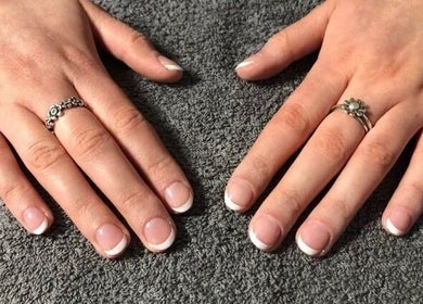 Perfect French manicure at Jasmine’s Beautique in Ebley, England, GB. Discover exquisite nail art services.