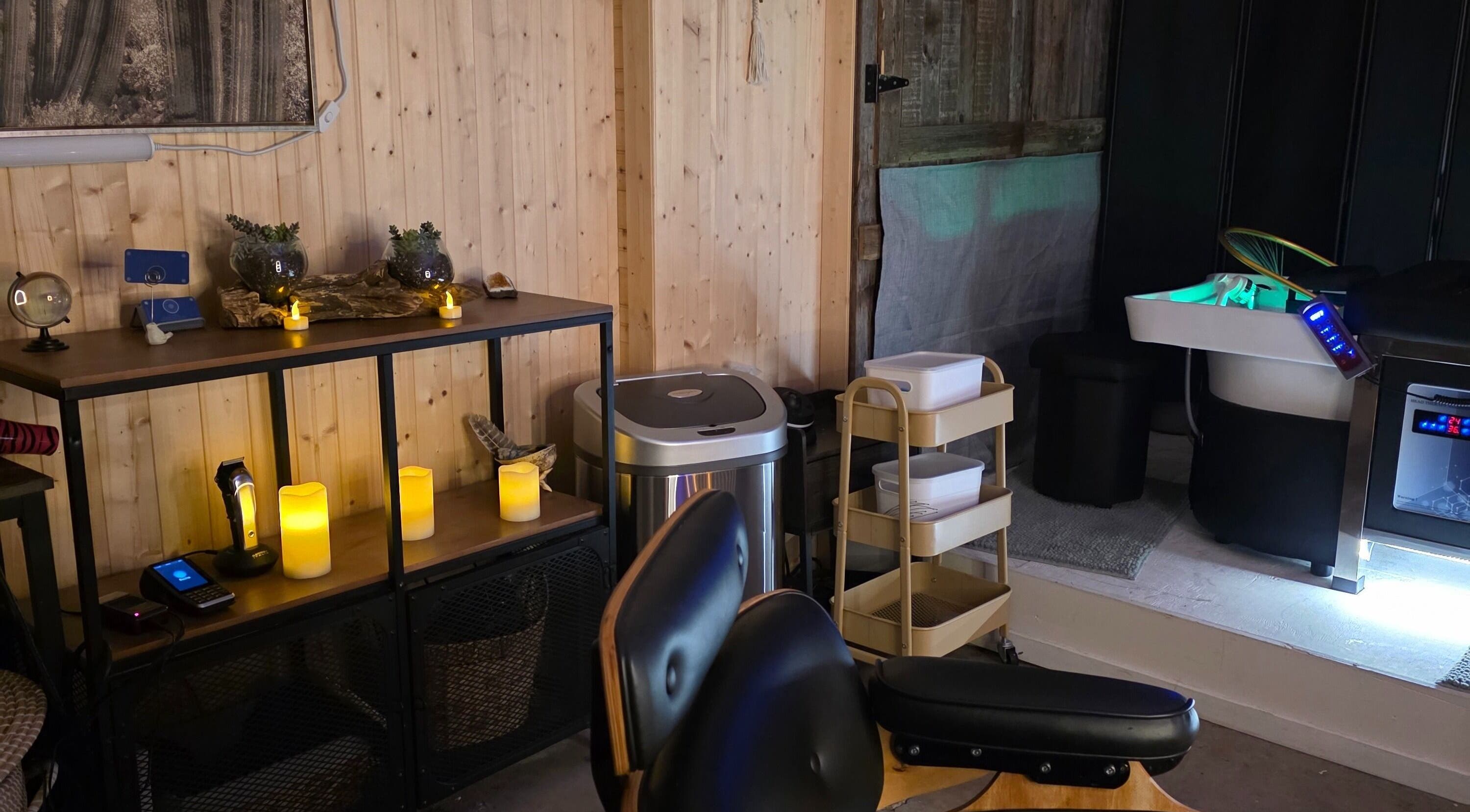 Cozy treatment area at Ice and Glow Beauty and Wellness Center LLC, Ft Worth, Texas, US.