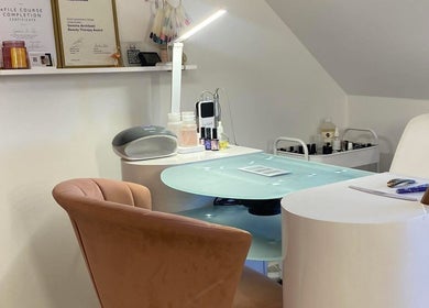 Chic nail station at The Beauty in Friendship in Blantyre, Scotland, GB, exuding comfort and style.