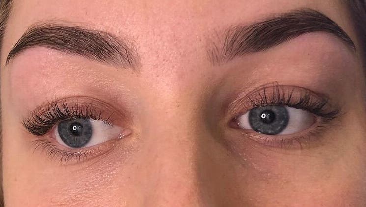 Close-up of expertly shaped eyebrows at The Beauty in Friendship, East Kilbride, Scotland, GB.