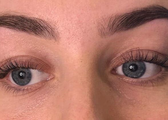 Close-up of expertly shaped eyebrows at The Beauty in Friendship, East Kilbride, Scotland, GB.