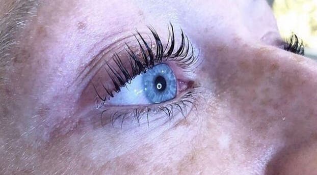 Close-up of eyelash extensions at The Beauty in Friendship, East Kilbride, Scotland, GB.
