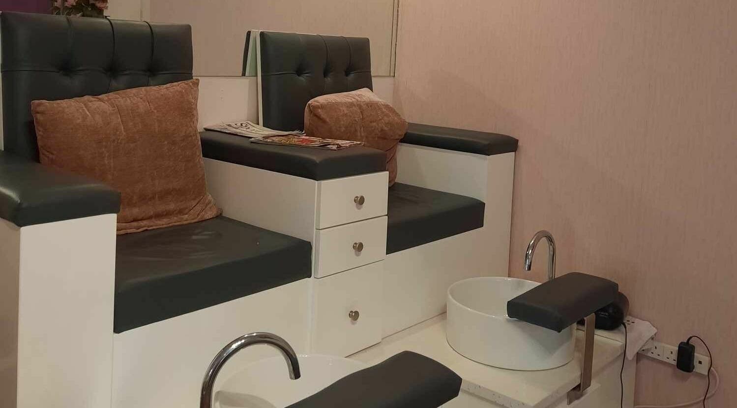Luxurious pedicure chairs at D'Vine Beauty Salon, Gorey, IE, designed for ultimate relaxation and comfort.