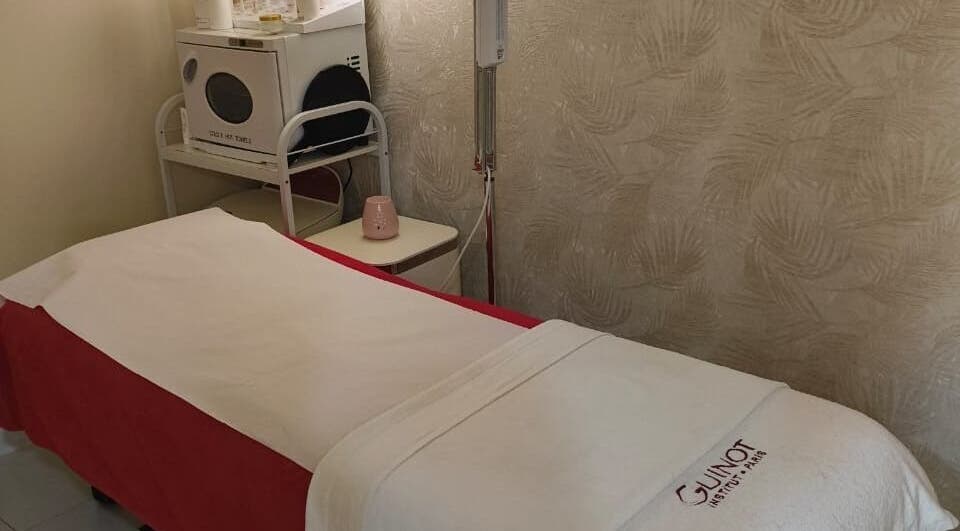 Massage bed at Moora Beauty Salon, Dubai, Dubai, AE, offering a tranquil spa experience.