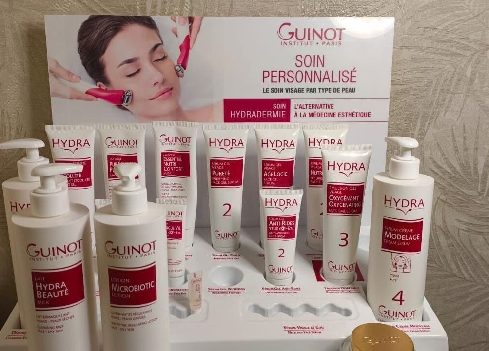 Hydra skincare products displayed at Moora Beauty Salon, Dubai, Dubai, AE, highlighting premium skincare options.
