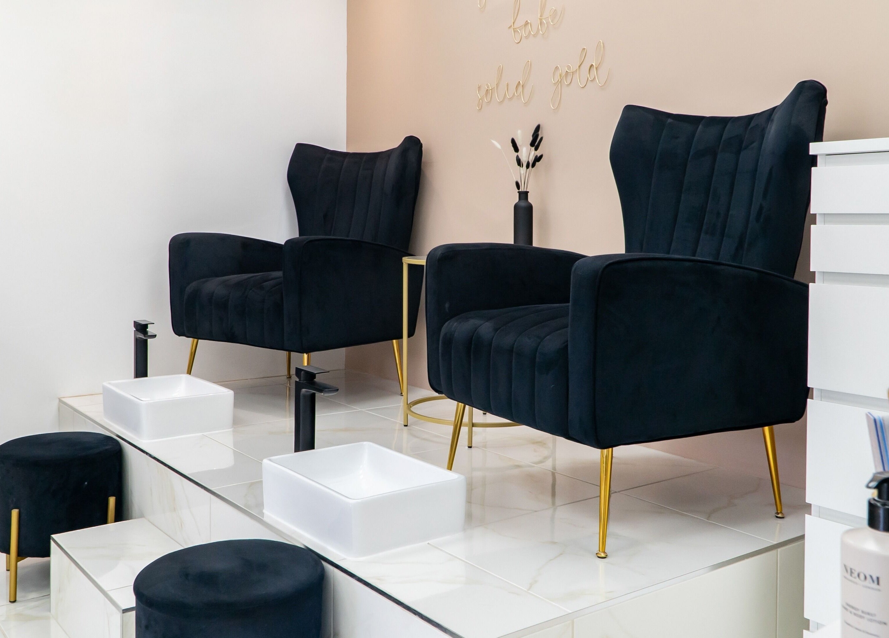 Elegant pedicure chairs at Josie & Co, Lytham St Annes, England, GB, embodying luxury and comfort.