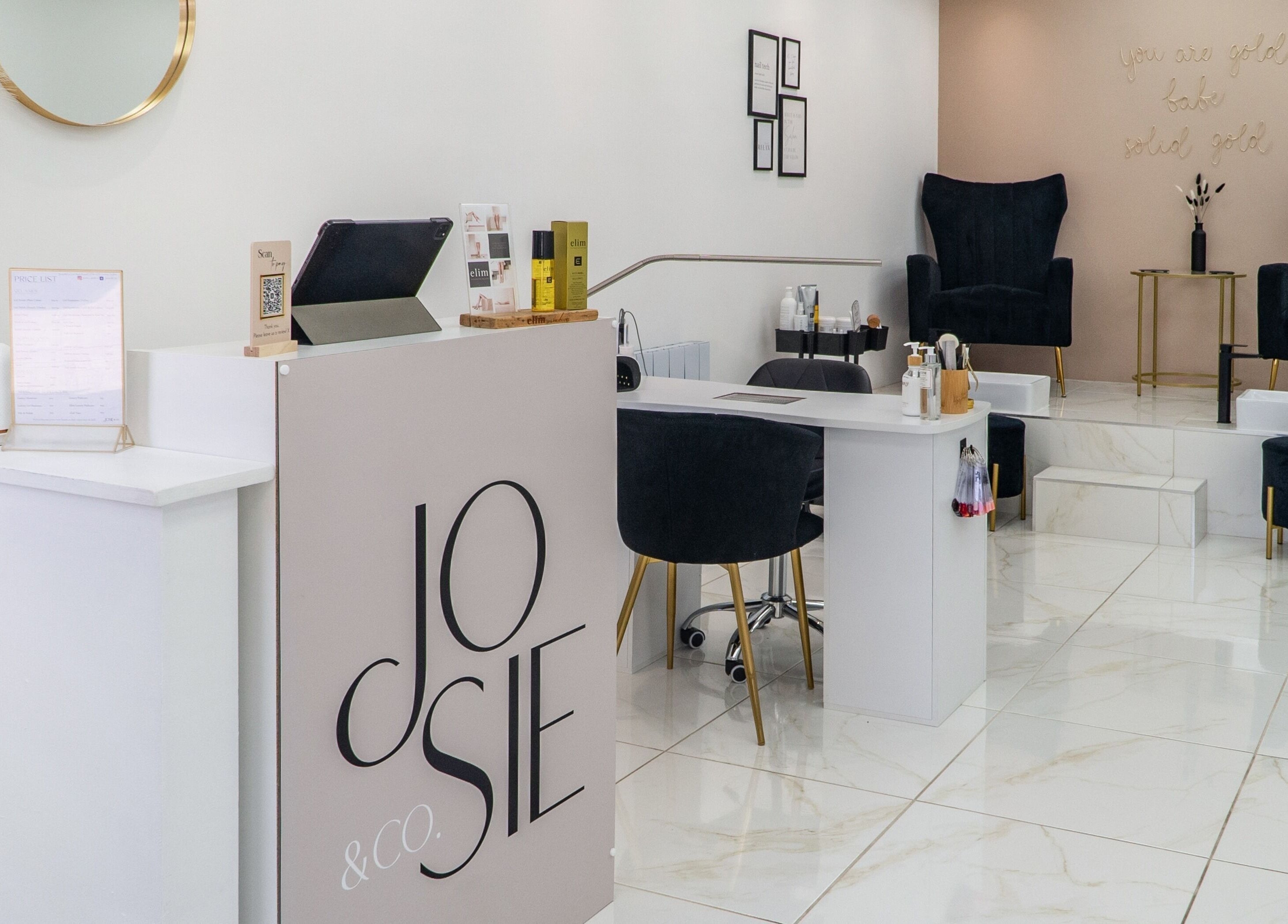 Josie & Co's elegant reception in Lytham St Annes, England, GB featuring modern chairs and decor.