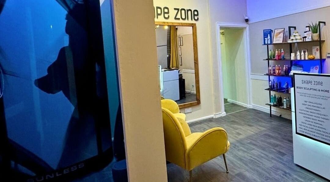 Modern lobby at Shape Zone London with vibrant decor, London, England, GB.