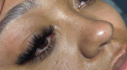 Close-up of lush eyelash extensions at LashedByValid, Brampton, Ontario, CA, showcasing expert beauty care.
