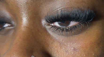 Close-up of eyelash extensions from LashedByValid in Brampton, Ontario, CA, showcasing detailed lash work.