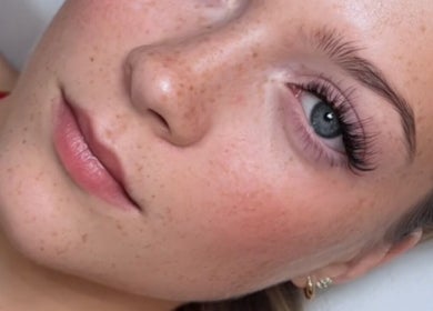 Close-up of elegant eyelash extensions from Lashesbyrubes in Minehead, England, GB.