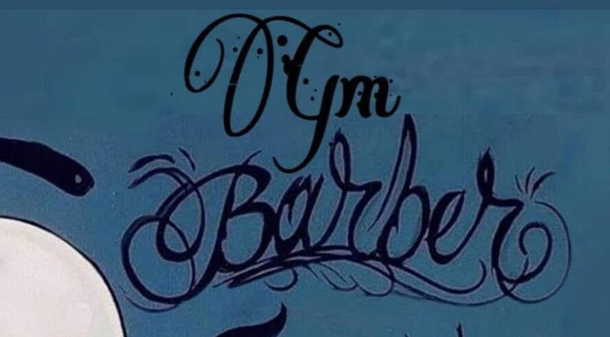 Logotipo artístico de GM Barber en Lanús, Provincia de Buenos Aires, AR, con tipografía elegante.