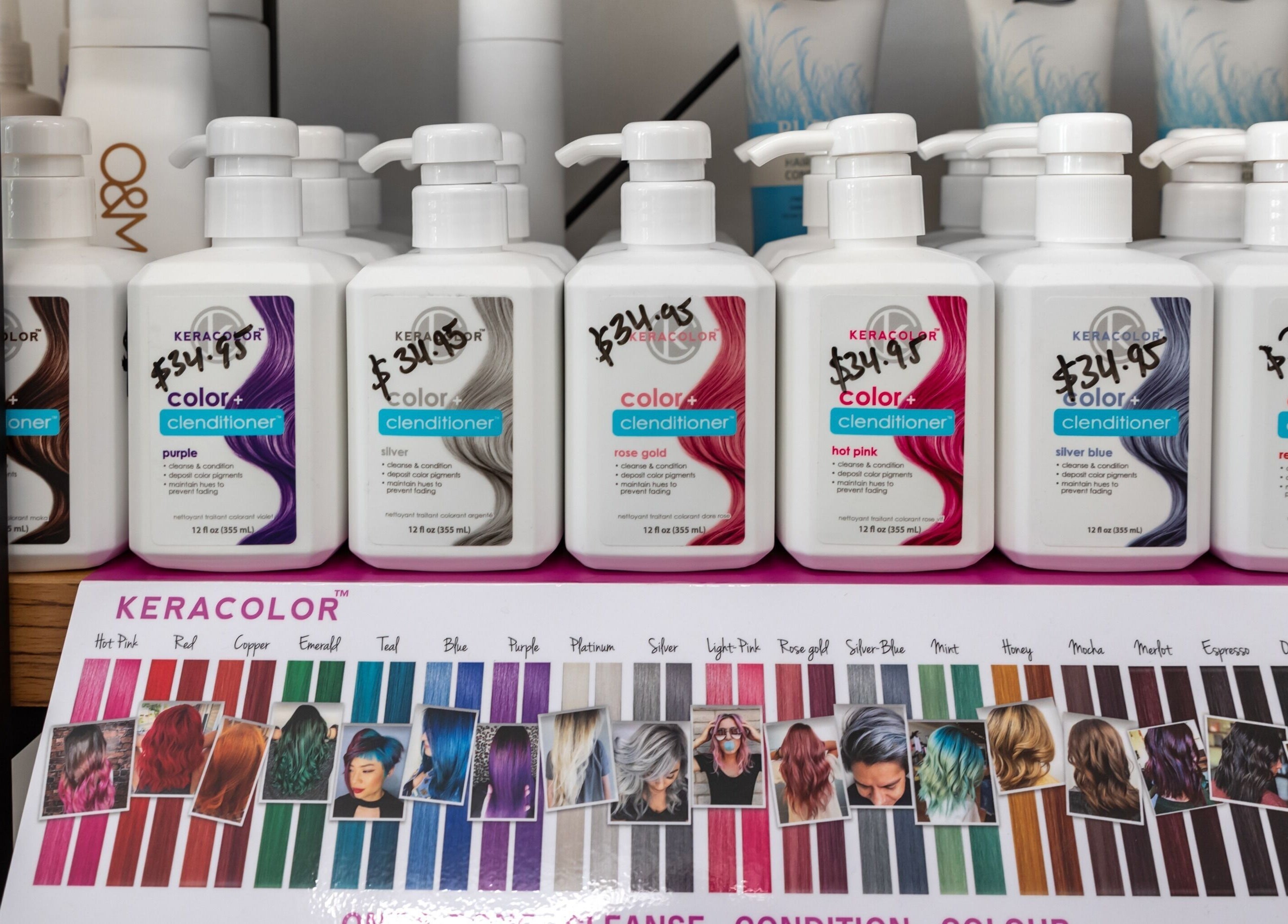 Variety of Keracolor clenditioners on display at Adore Makeovers, Newton, South Australia, AU.