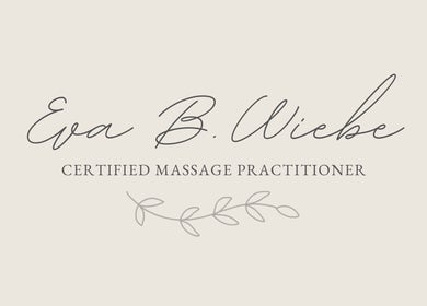 Elegant logo of Eva B. Wiebe, CMP, certified massage practitioner in Aylmer, ON, CA.