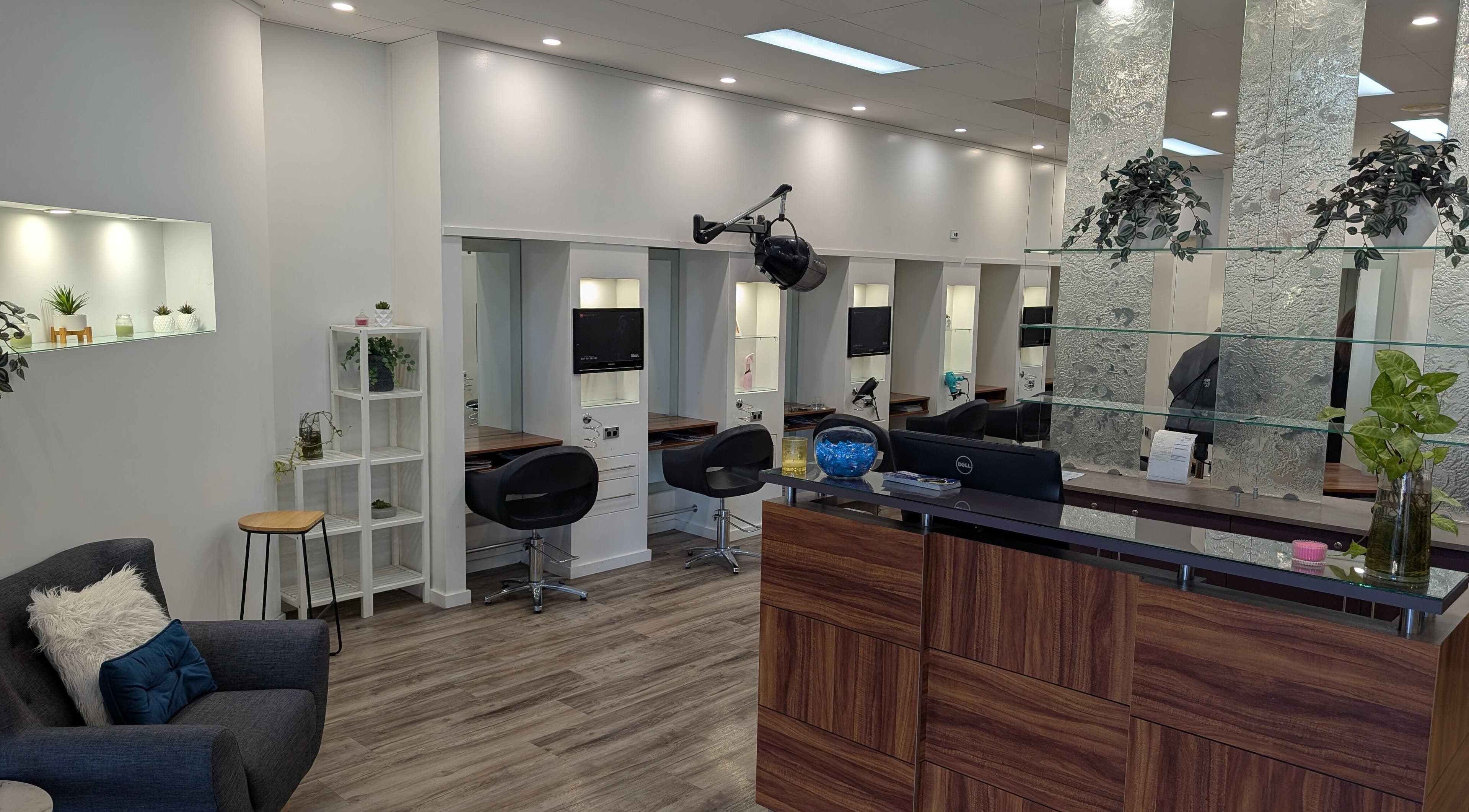 Modern salon interior at FIG, Bull Creek, Western Australia, AU with sleek seating and elegant decor.