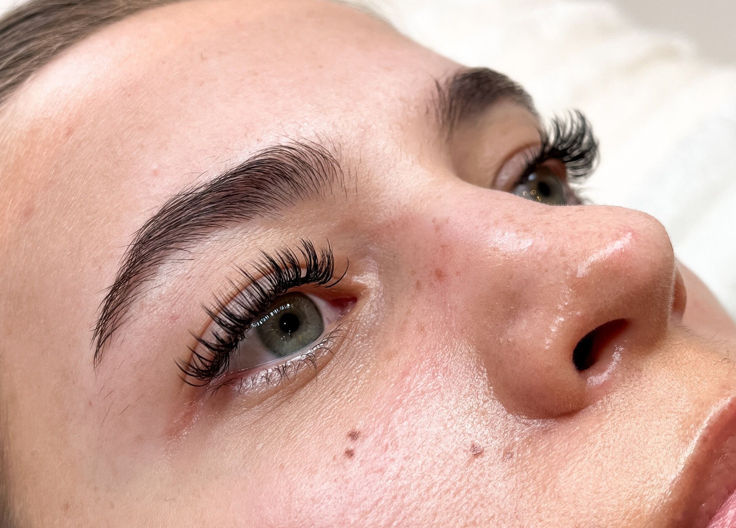 Closeup of expertly applied eyelash extensions at Nova Beauty Studio, Cape Town, Western Cape, ZA.