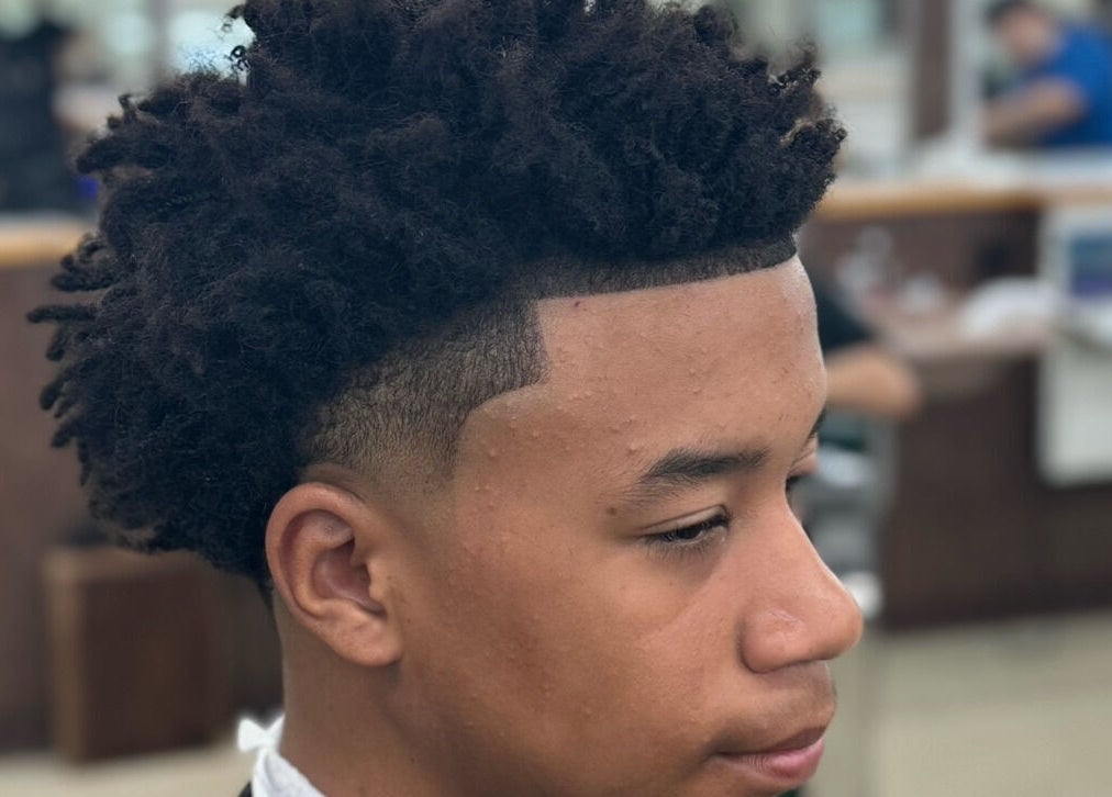Close-up of a precision fade haircut at Courtside Cuts by Sen Boone in Saginaw, Michigan, US.